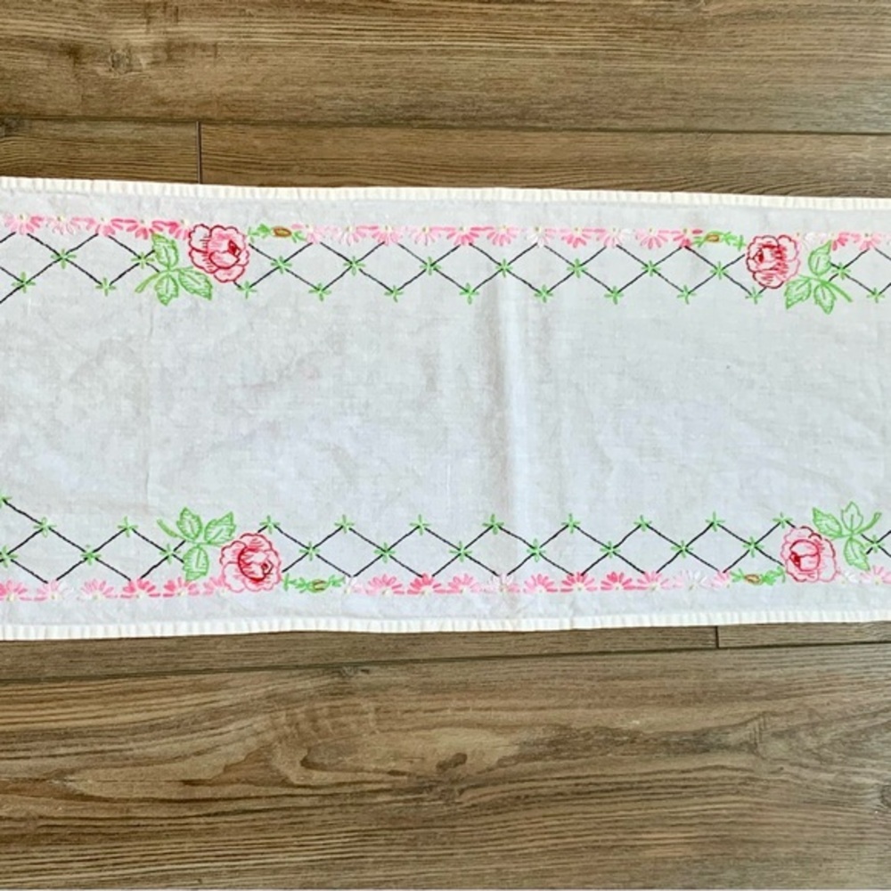 Vintage embroidered table runner